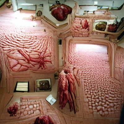Horrific Room Interior Made of Flesh