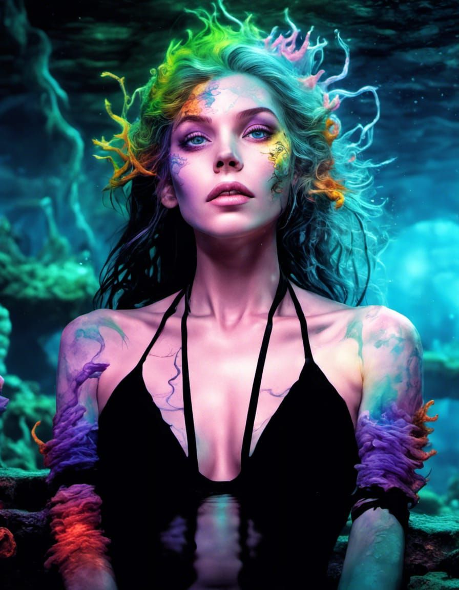 Beautiful Sea Witch in a sunken ship, hdr, detailed, 4k, High Definition, 8K, Vibrant Colors, High Resolution, Clarity, ...