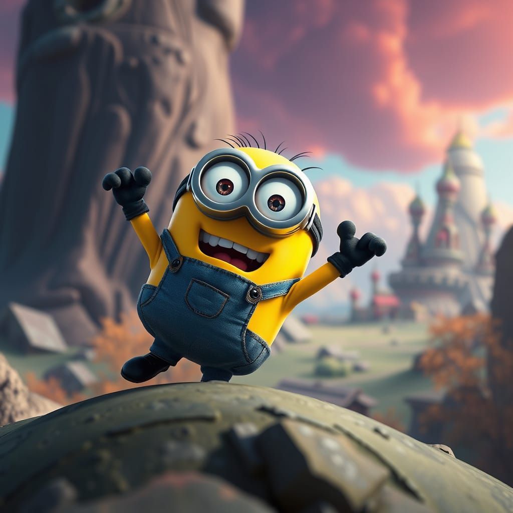 Heroic Minion in Vibrant Fantasy Landscape