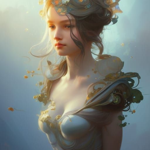Childlike Goddess Portrait in Detailed Digital Art
