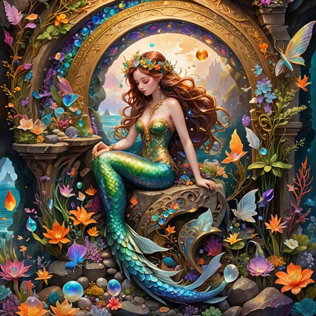Rainbow Fairy Mermaid with Insect Wings