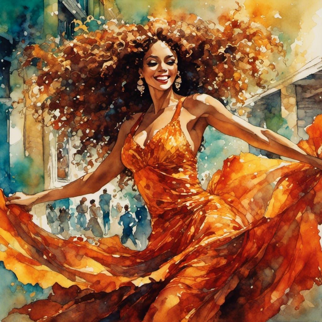 Brazilian Samba Dancer in Rio, Inkwell Art