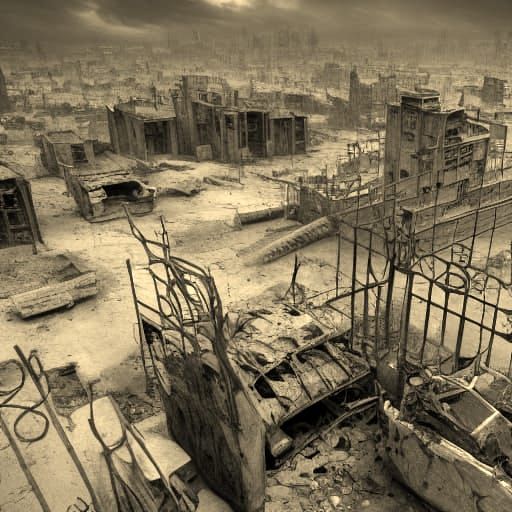 Surreal Industrial Nightmare Landscape