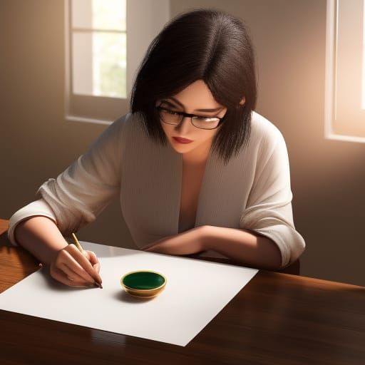 Cat-Faced Woman Drawing: Hyperrealistic 3D Render