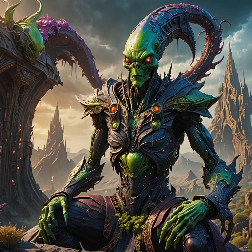 Alien Wizard Creature in Detailed Matte Painting