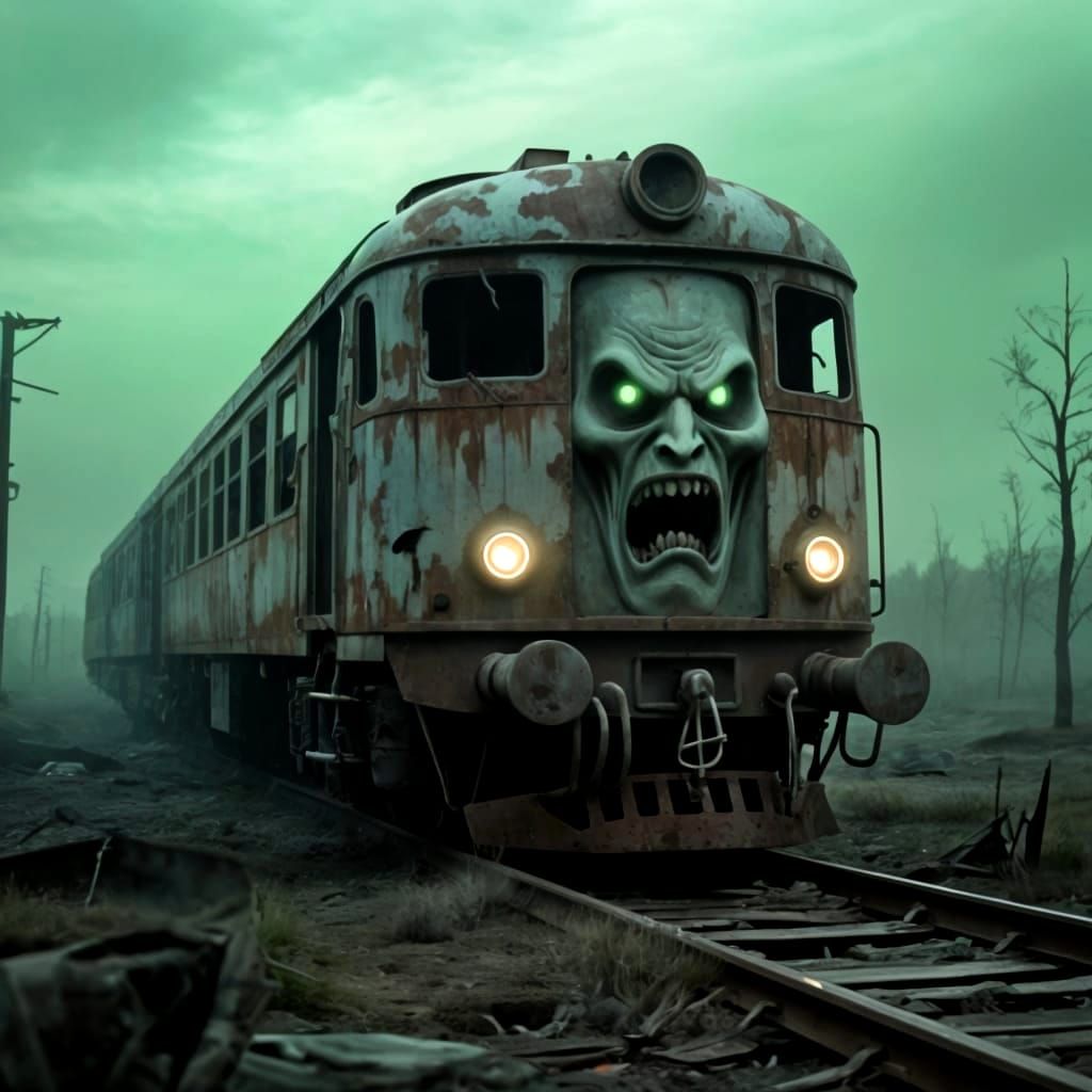 Evil Train Face in Post-Apocalyptic Wasteland