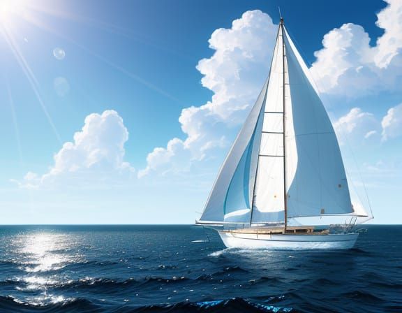 Serene Ocean Scene in Photorealistic Style