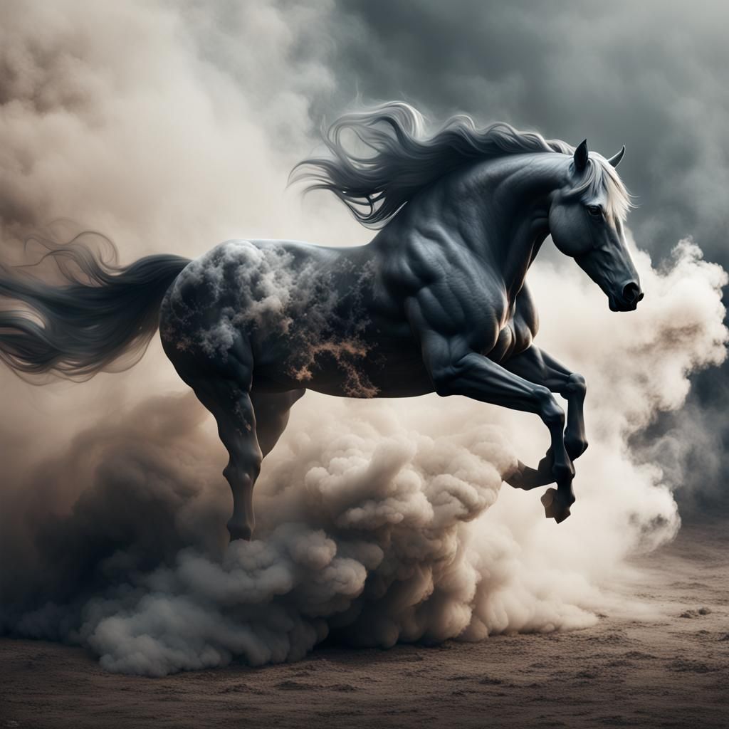 Stallion of Smoke: A 3D Rendered Masterpiece