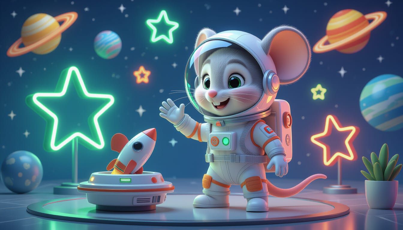 Mouse Astronaut Buys Rocket: Pixar-Ghibli Cartoon