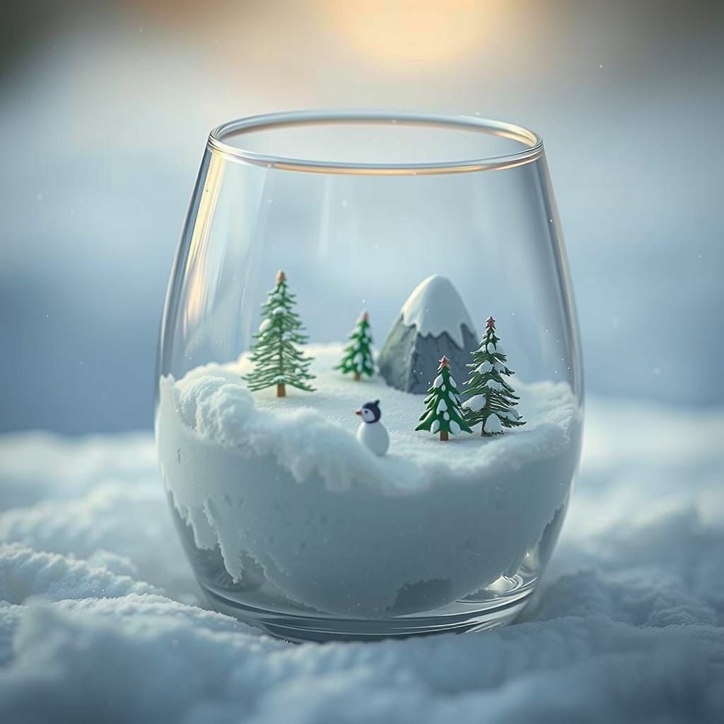 Miniature Winter Landscape Inside Glass Snow Globe