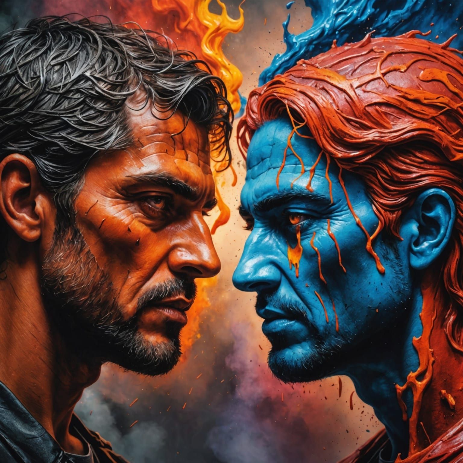 Heaven vs Hell Portrait in Hyperrealistic Style