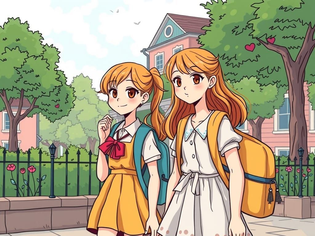 Schoolgirls Alice and Juliette Back to School