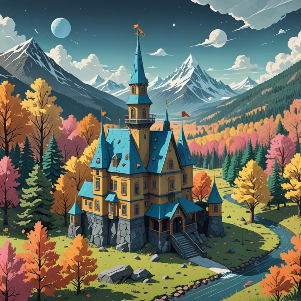 Origami Castle with Delicate Paper Textures