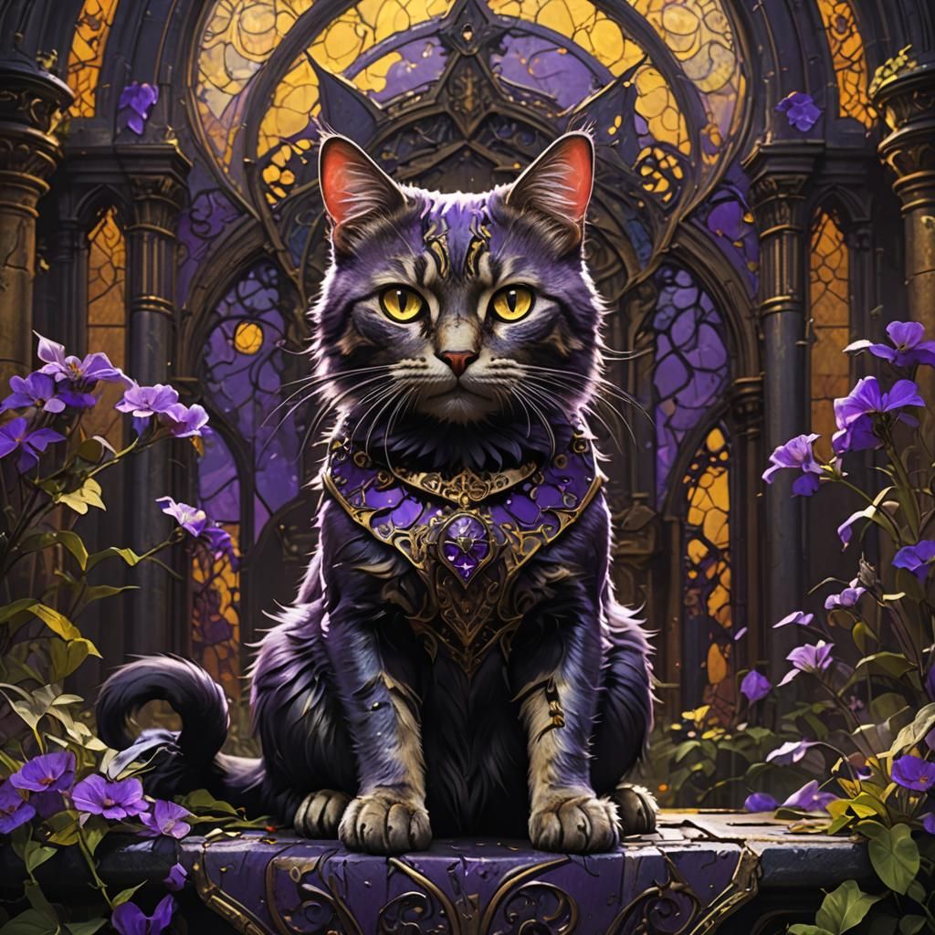 Gothic Cat in Dark Fantasy Style