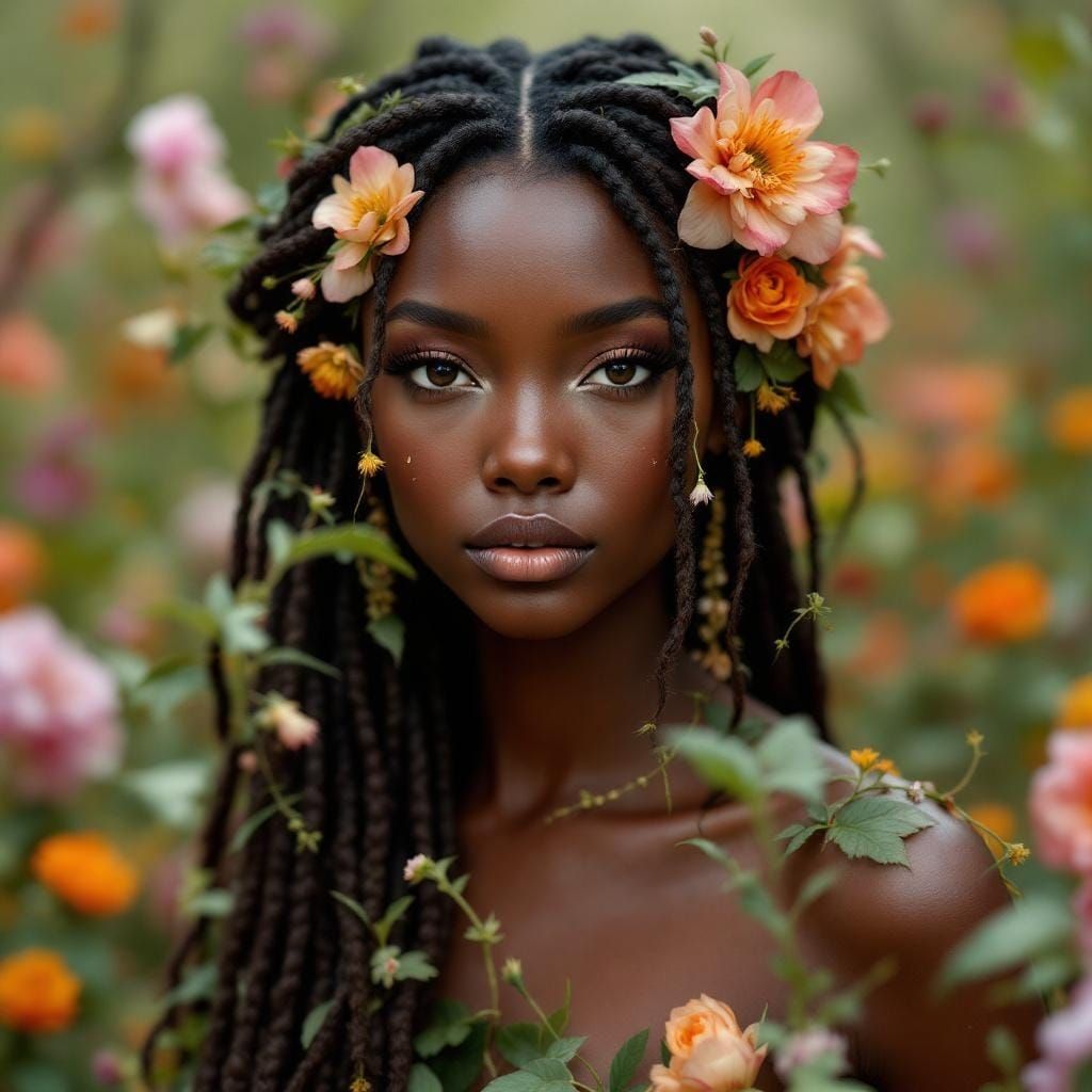 Earth Goddess Portrait in Enchanted Forest