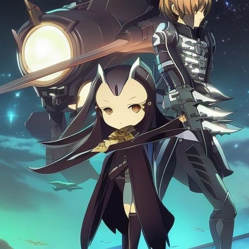 Anime Style Galactic Adventure with Aliens