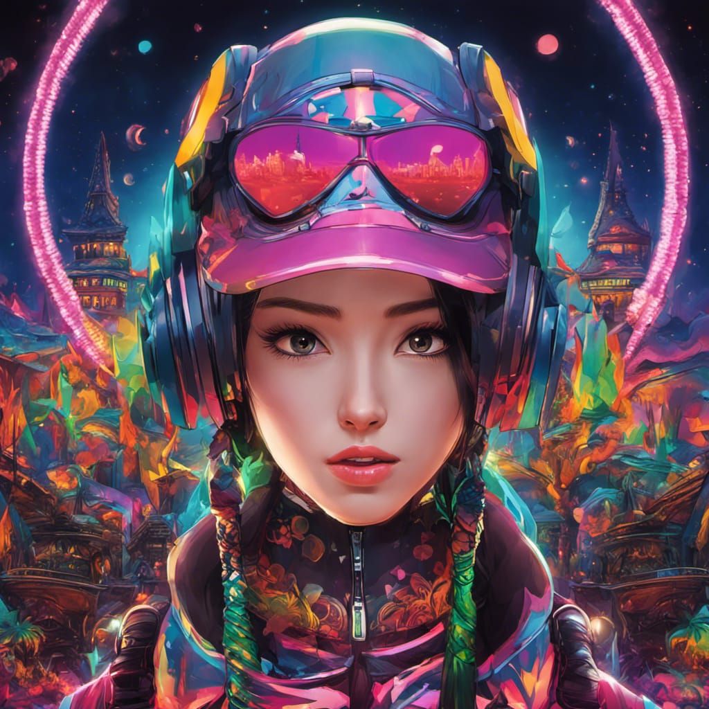 Trans Woman and Friend in Cyberpunk Anime Style