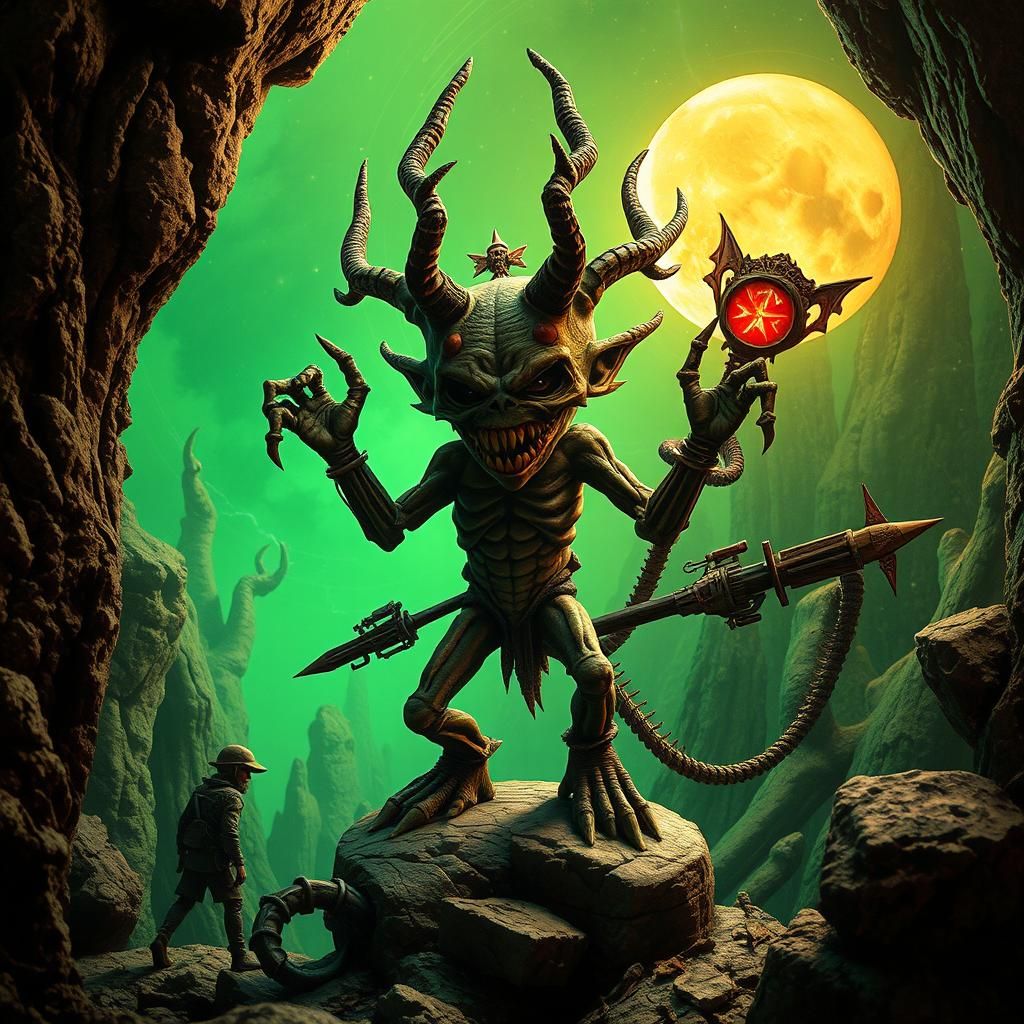 Nightmarish Chibi Monster in Post-Apocalyptic Wonderland