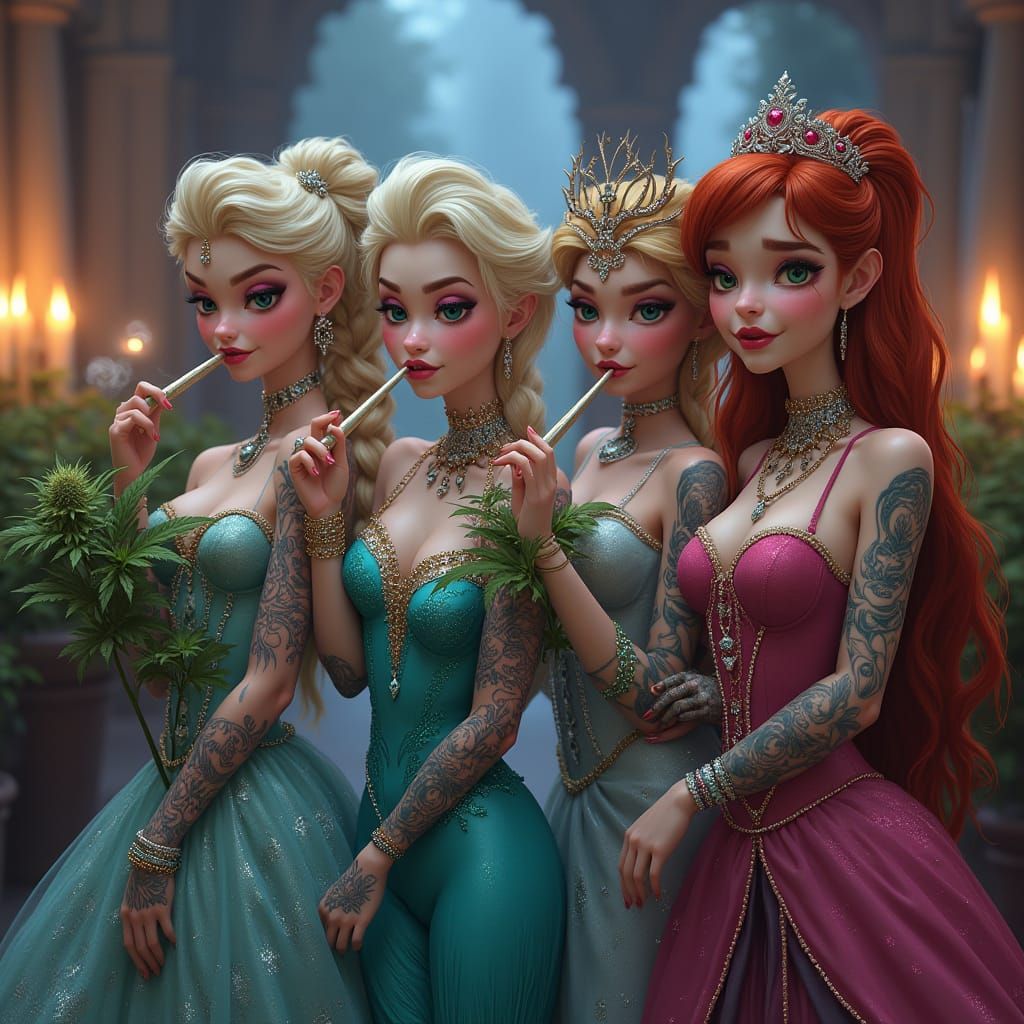 Disney Princesses Reimagined in Edgy, Tattooed Glamour