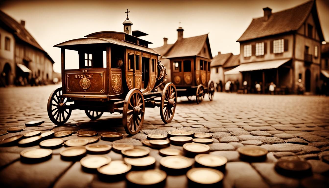 1600s Scene in Bosch Style, Sepia Tone