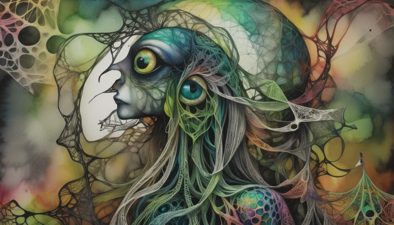 Bioluminescent Entity in Surreal Abstract Chalk Art