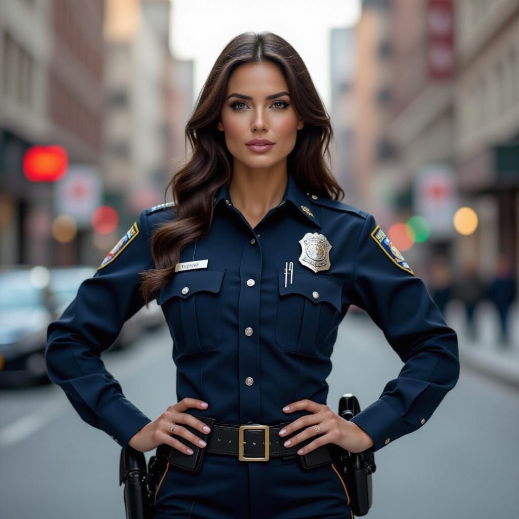 Confident Police Woman in Photorealistic Style