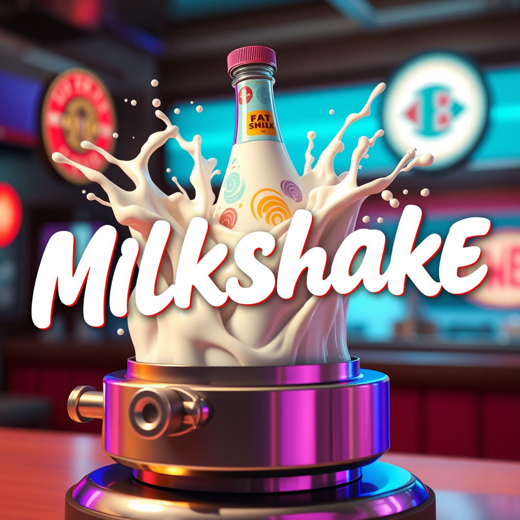 Cartoon Milk Bottle on Jiggling Machine, Pixar Style