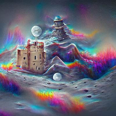 Astral Castle on the Moon in Visionary Style