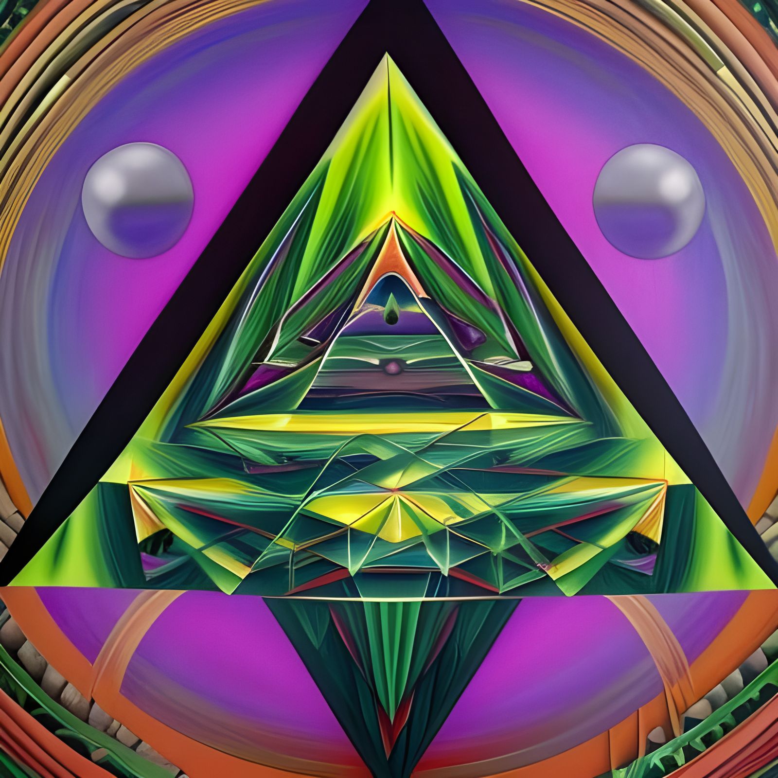 Psychedelic 3D Sculpture with Rainforest Elements