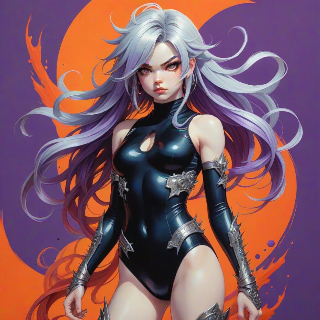 Saiyan Warrior in Fiery Anime Style