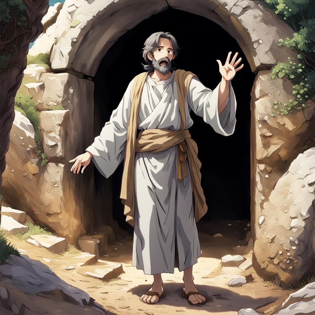 Apostle John Finds Empty Tomb in Anime Style