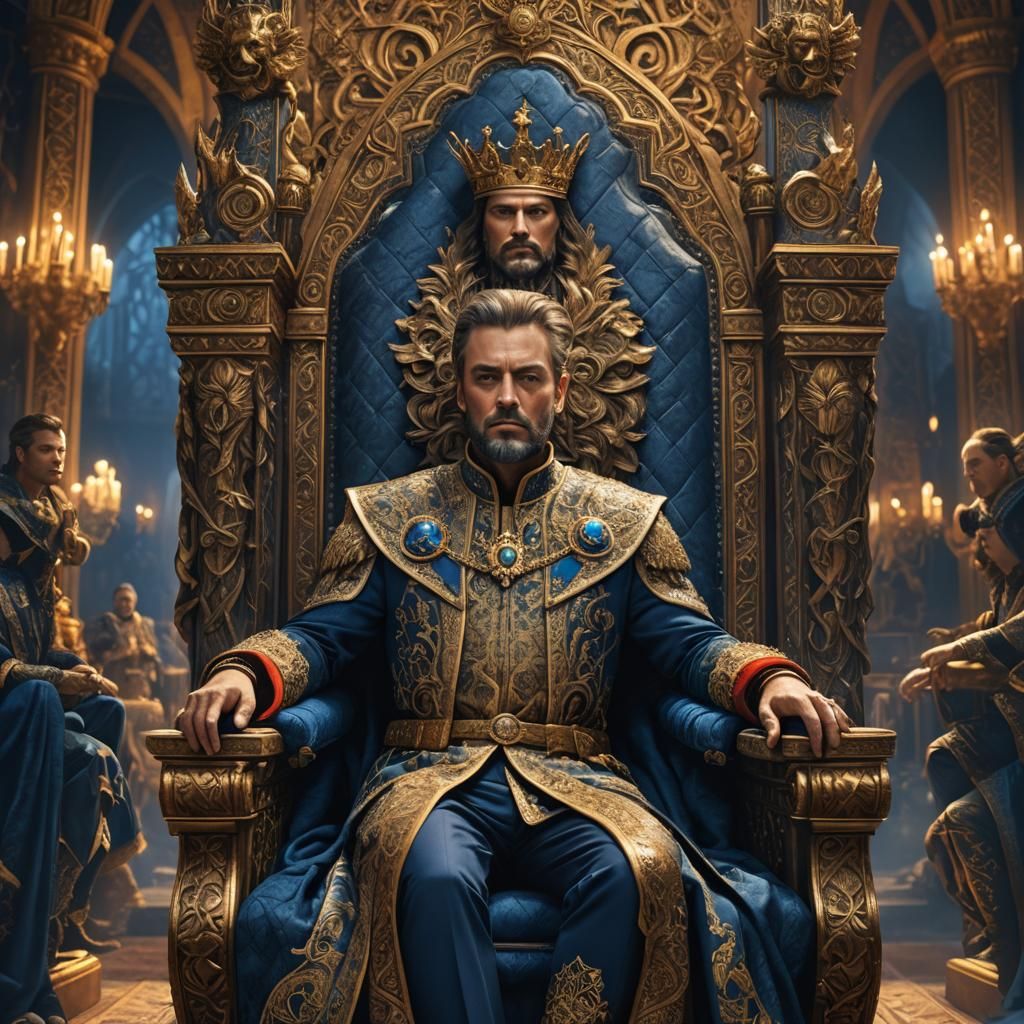 Fantasy King on Throne in Detailed Matte Painting
