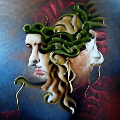 Medusa Portrait in Renaissance Acrylic Style