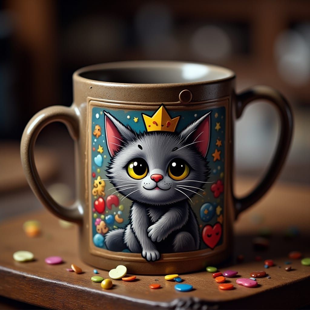 Vibrant Cartoon Cat in a Cinematic Scene