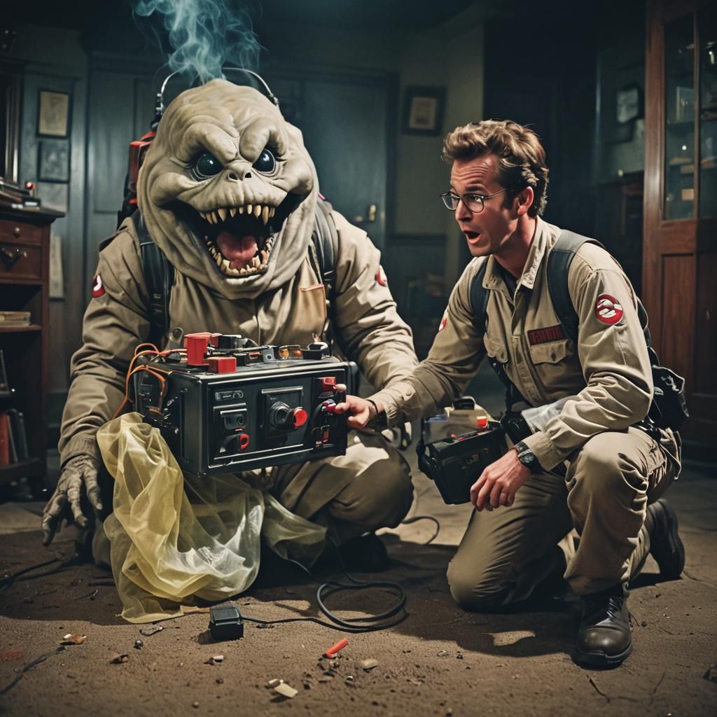 Ghostbusters Capture Attempt: Cinematic Film Still