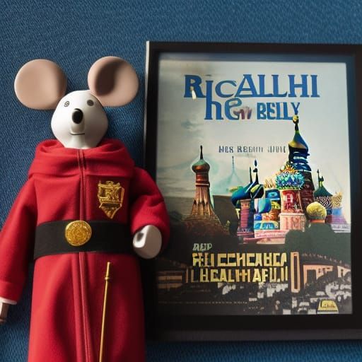 Mouse Robot Holding Poster, Sci-Fi Propaganda Art