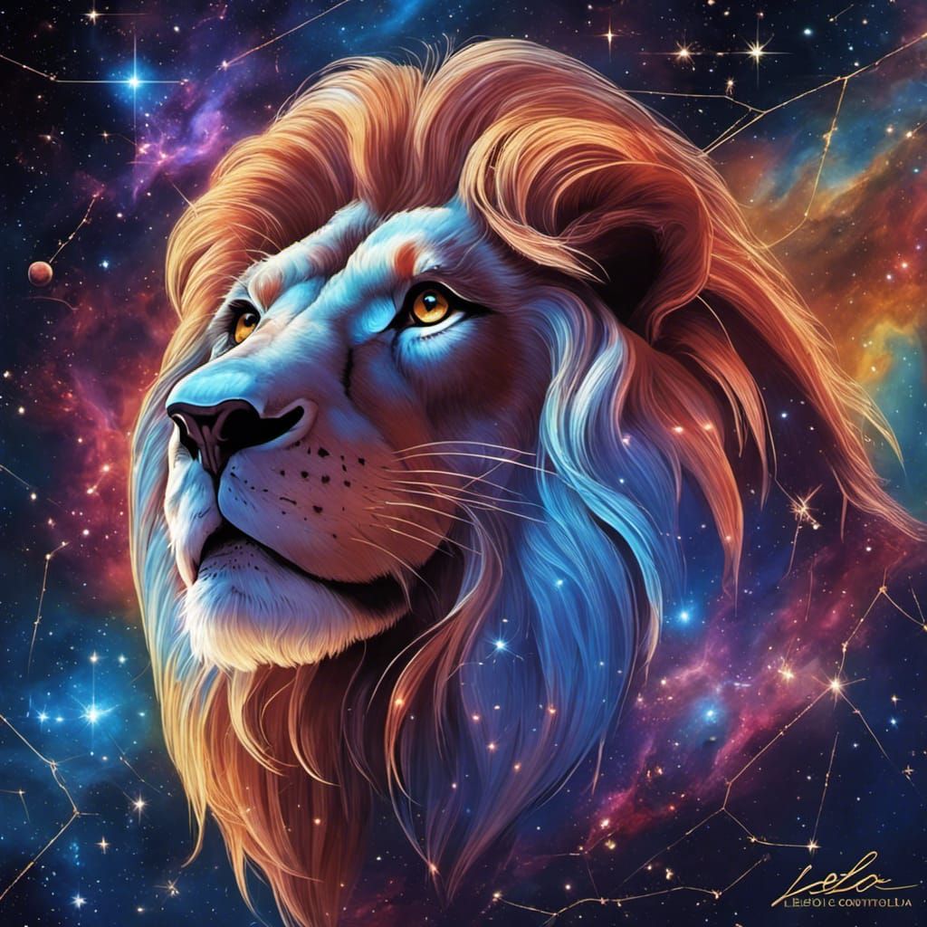 Leo Constellation Lion Nebula in Hyperrealistic Style