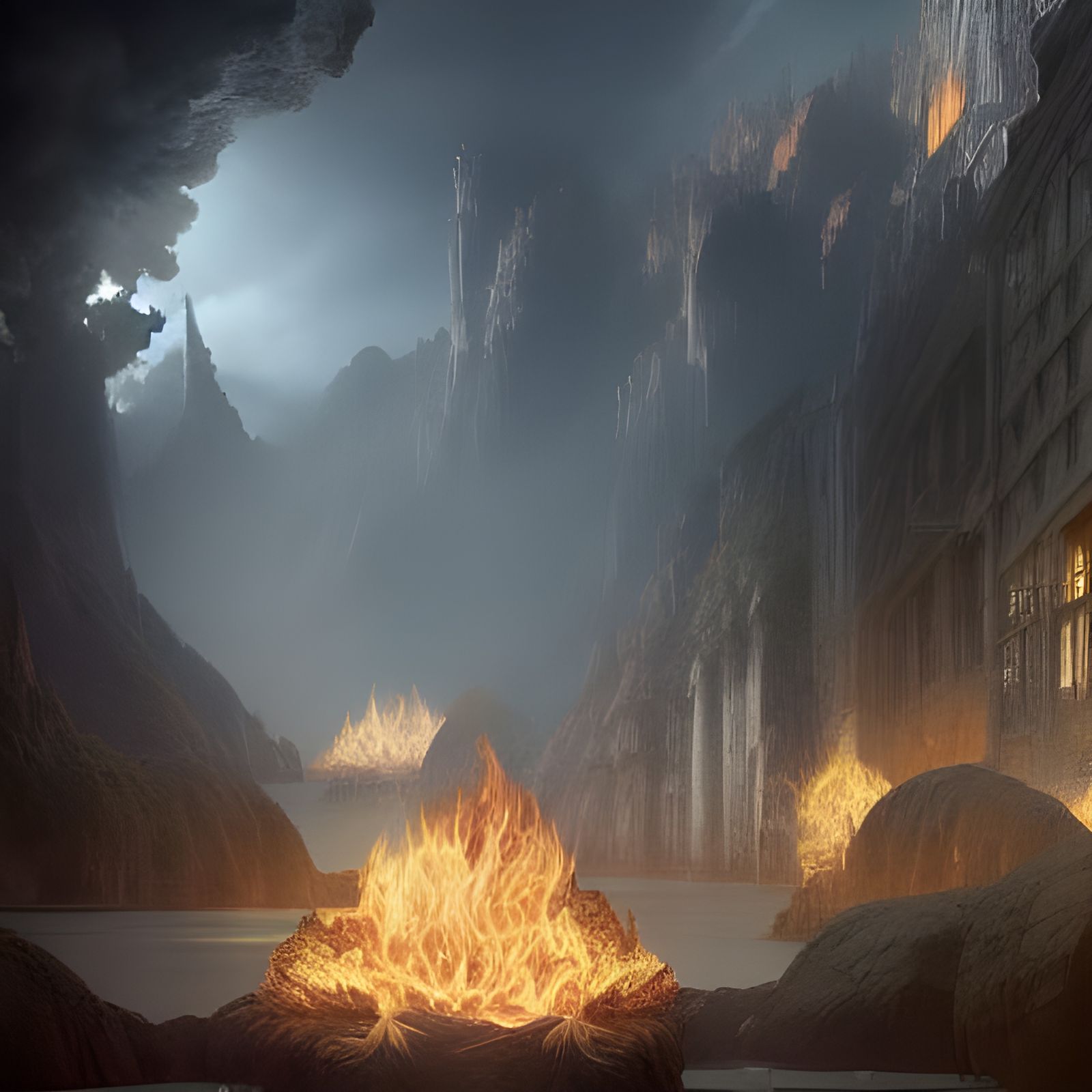 Dramatic Flame Pixie Digital Matte Painting