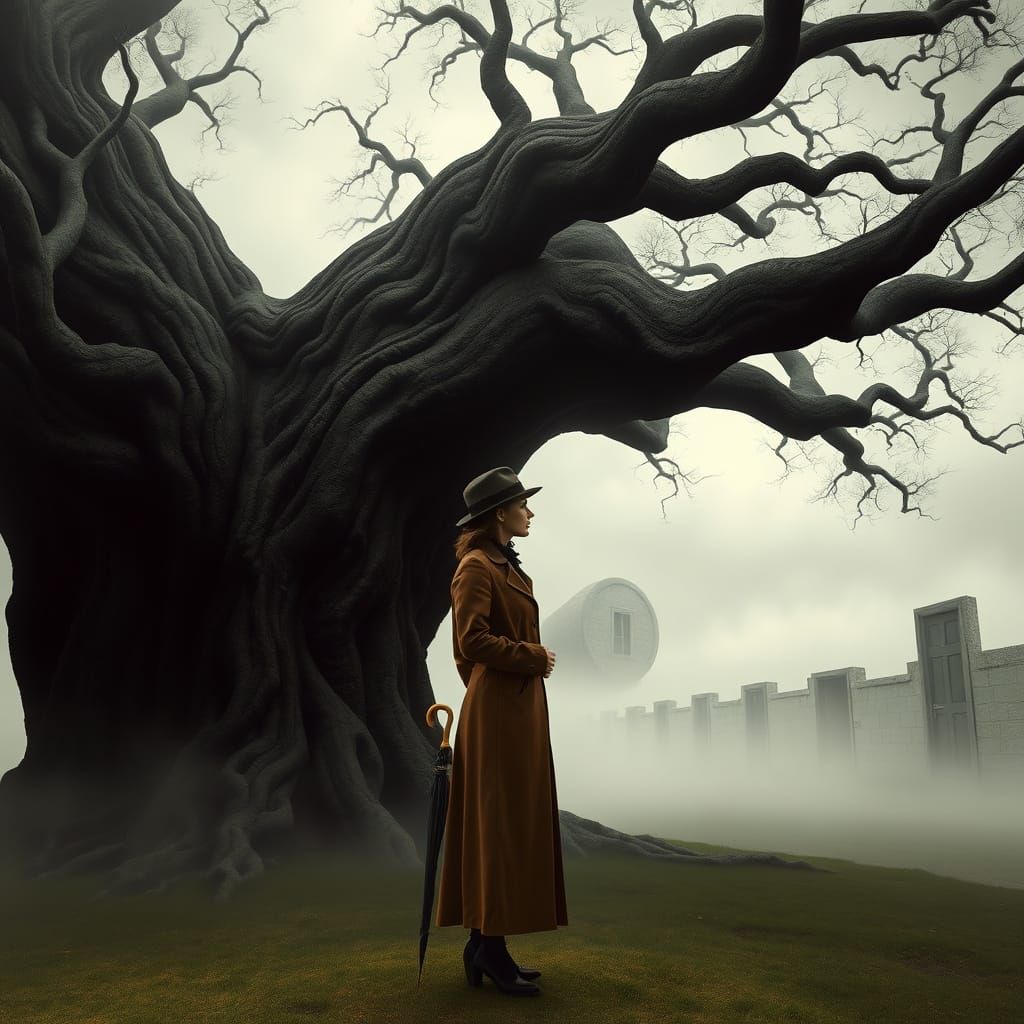 Surrealist Landscape with a Woman Lost in Thought, Inspired ...