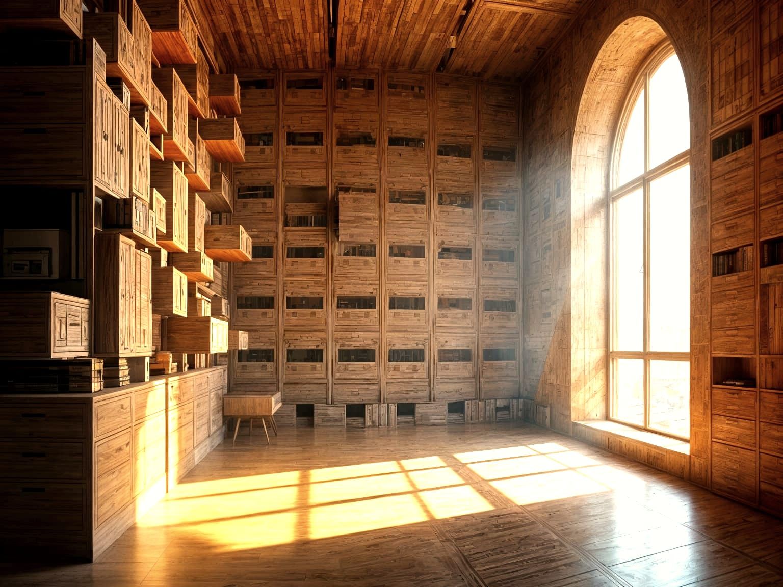 Surreal Warehouse Drawer Room in Bauhaus Style