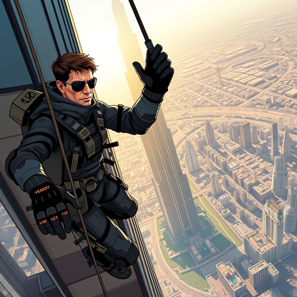 Dramatic Comic-Style Burj Khalifa Ascent