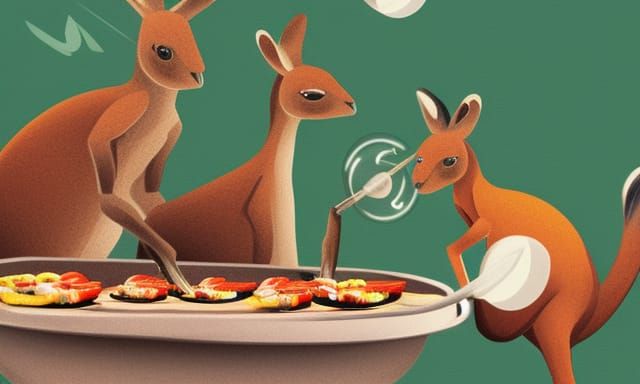Playful Kangaroo BBQ Illustration in 4K