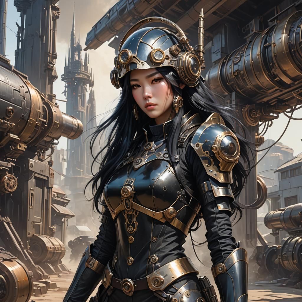 Steampunk Korean Girl in Futuristic Armor