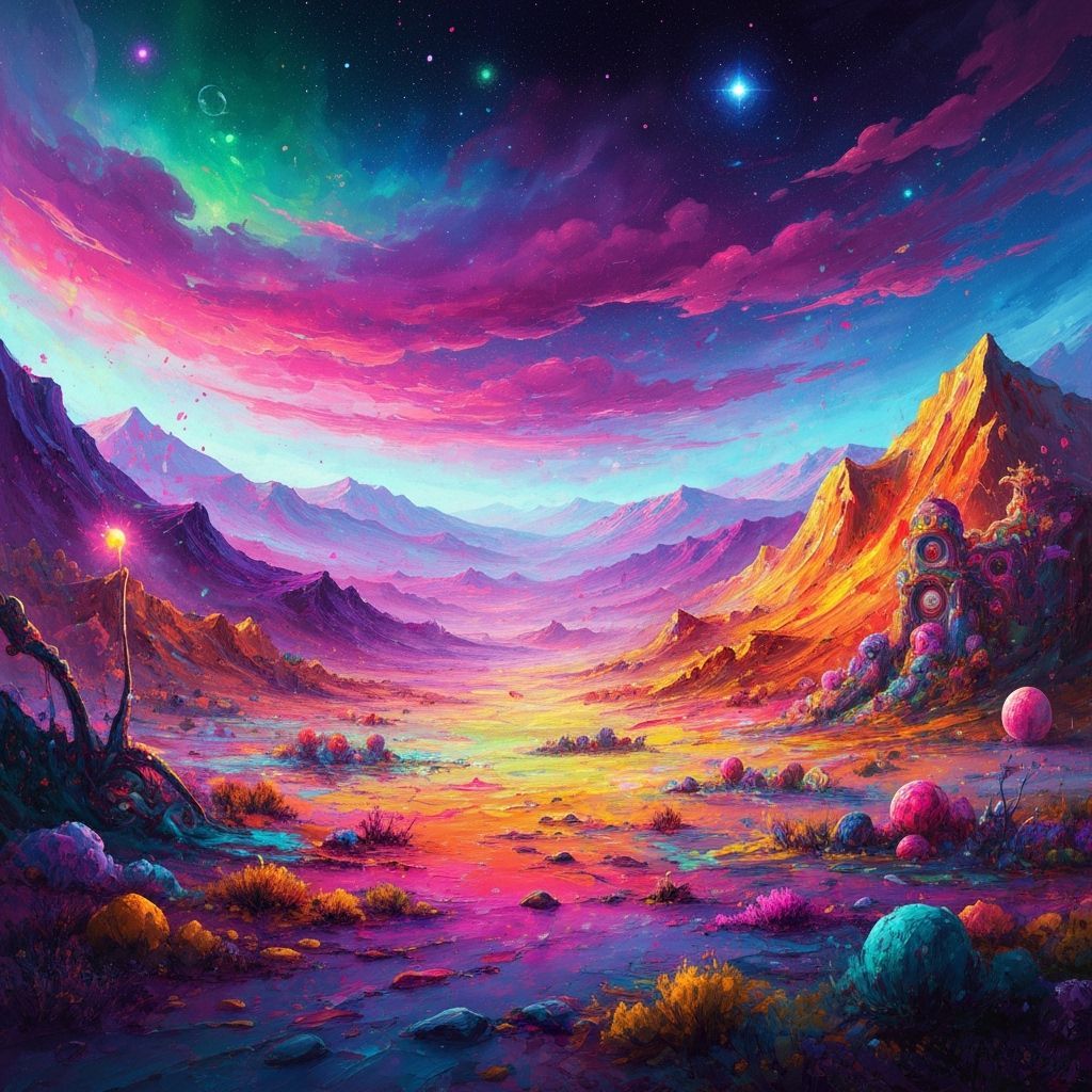 Psychedelic Mexican Desert Landscape in Matte Painting Style
