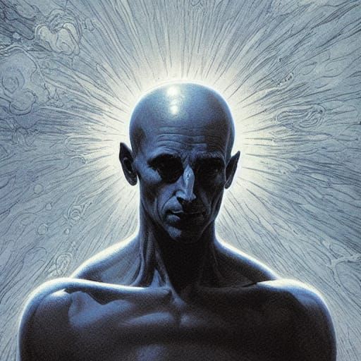 Dr. Manhattan Contemplating Humanity in Horror Style