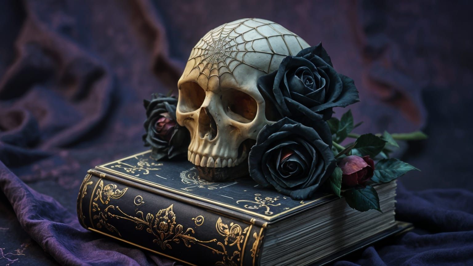 Gothic Fantasy Skull Wallpaper in Elegant, Dark Style