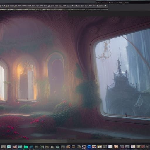 Fantastical Window in Detailed Matte Painting Style