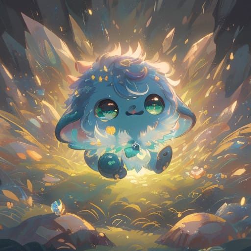 Gemstone Dragon in Chibi Anime Style