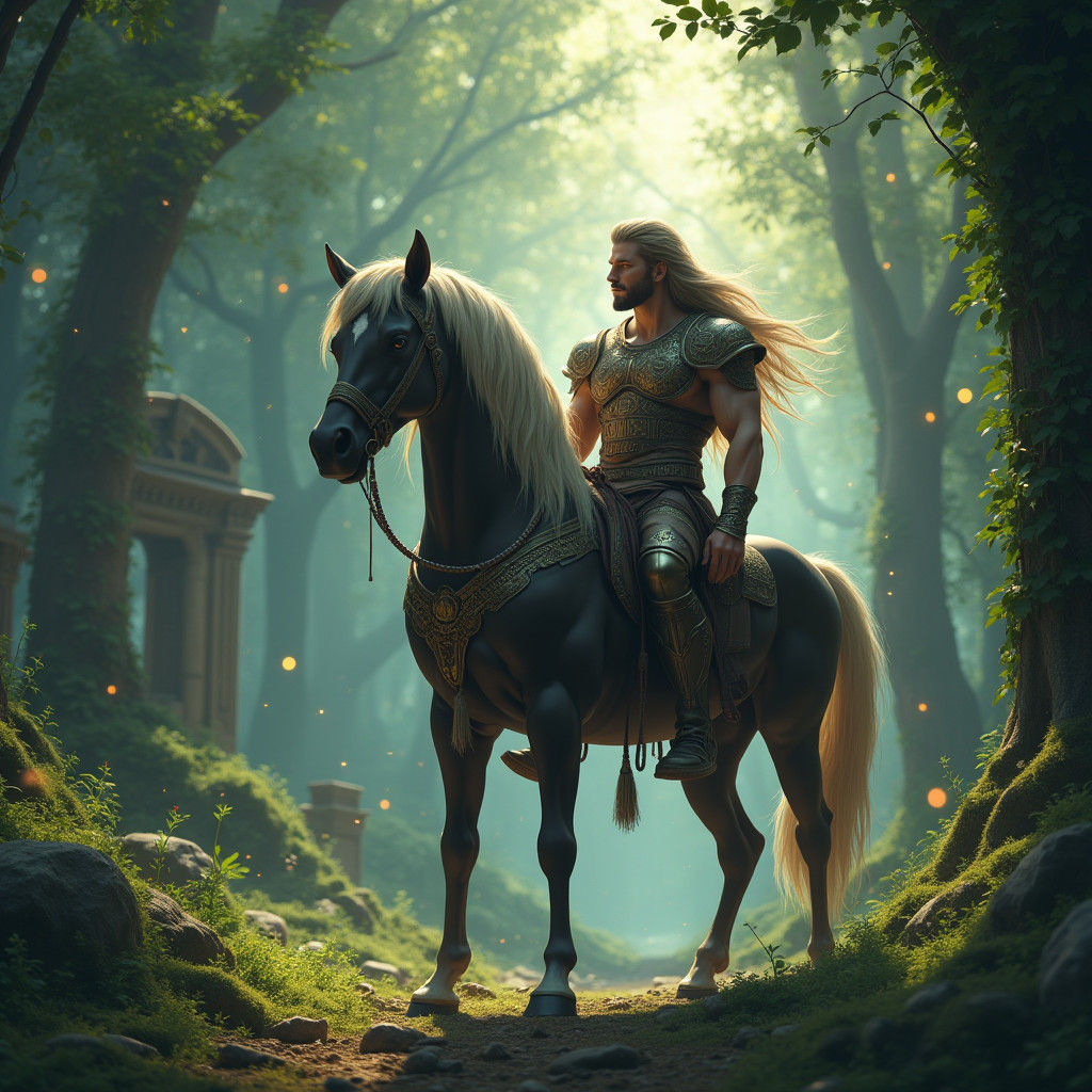 Majestic Centaur in Mystical Forest Clearing