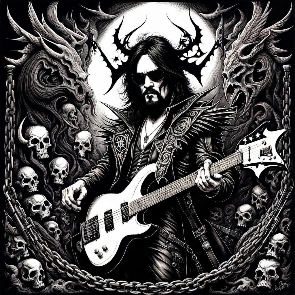 Dark Fantasy Lemmy Kilmister Pencil Drawing